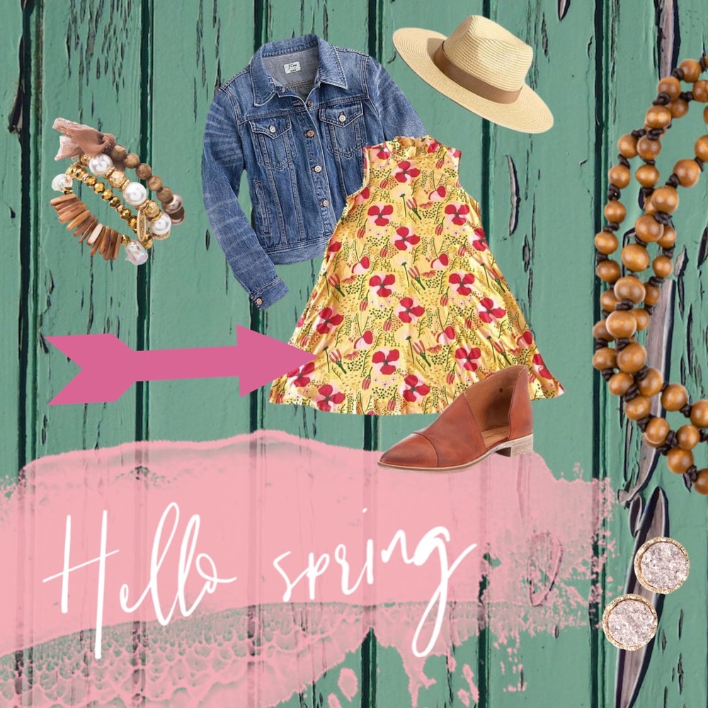 Mock Neck Swing Tank Full Bloom in Yellow Load ima